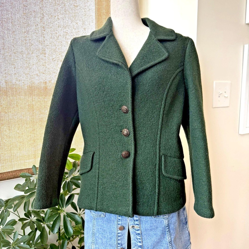 Vintage Salzburger Shetland Wool Jacket Women's Large Austria Hunter Green